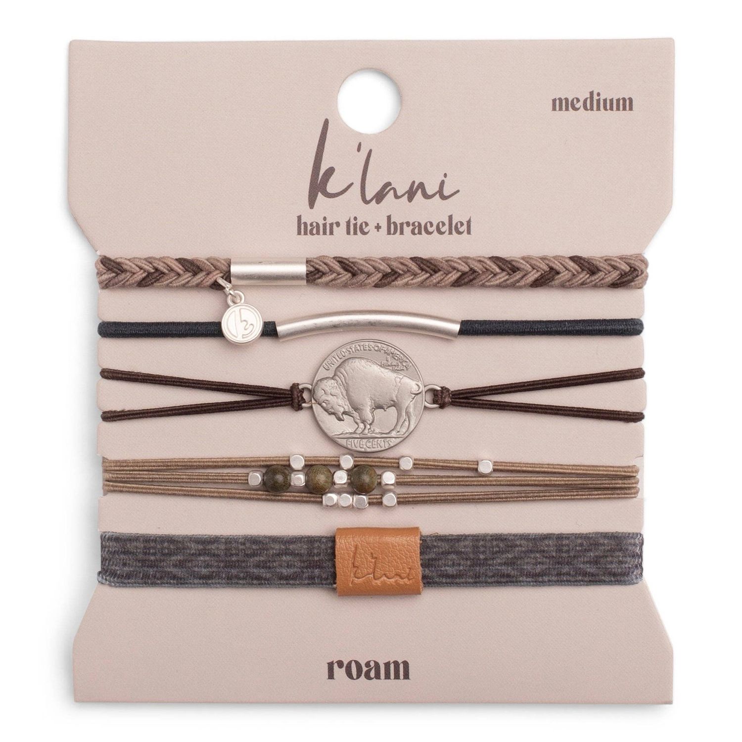 "Roam" Buffalo Charm Hair Tie Bracelets