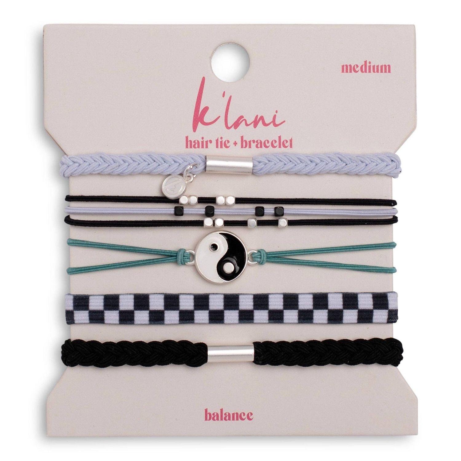 "Balance" Black &amp; White Yin Yang Hair Tie Bracelets