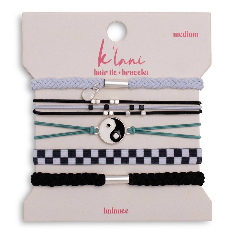 "Balance" Black &amp; White Yin Yang Hair Tie Bracelets