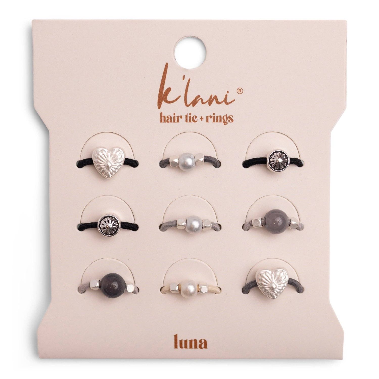 "Luna" Silver &amp; Cool Tones Hair Tie Rings