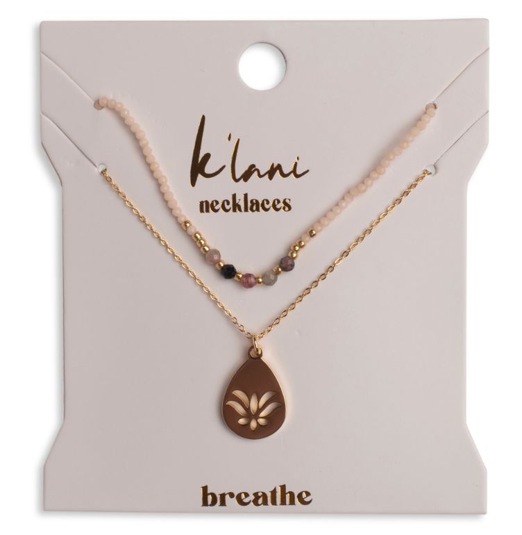 "Breathe" Gold Lotus Necklace Set