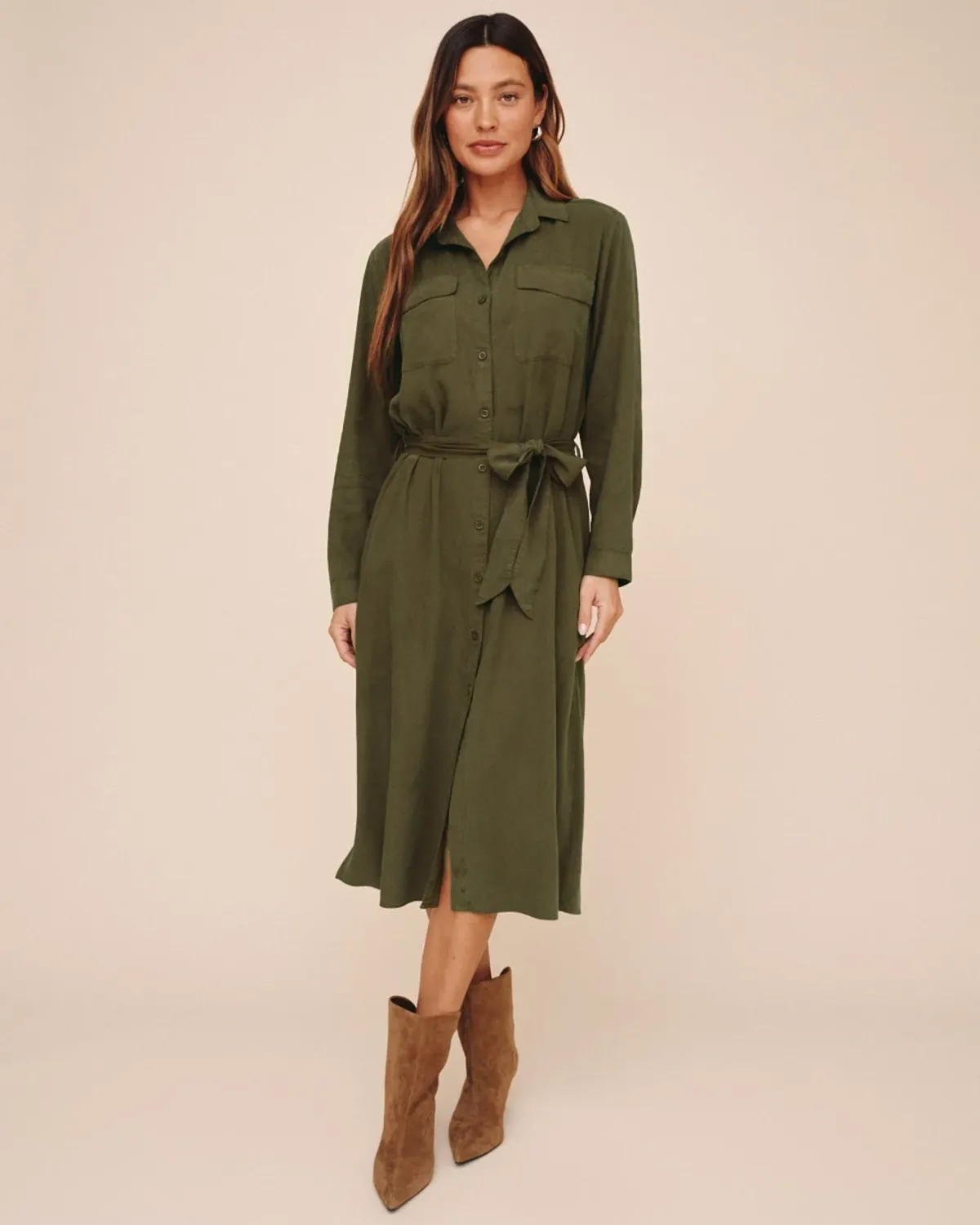 Patch Pocket Maxi Shirt Dress FW26