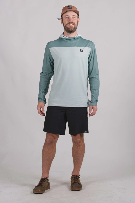 Men's Ascent UPF50 Sun Hoodie Men's Ascent UPF50 Sun Hoodie, Colour: Green Block, Size: S