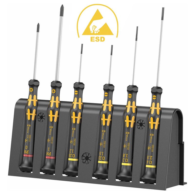 Wera 1578 A/6 ESD Screwdriver set and rack for electronic applications (6 Piece)