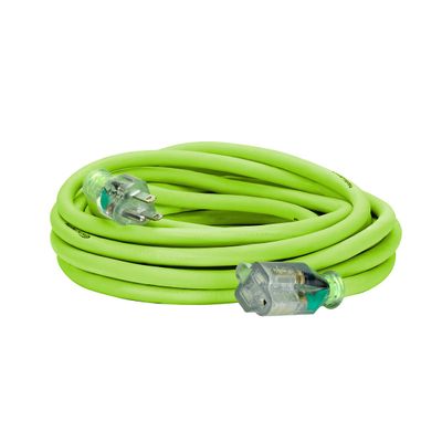 Flexzilla® Pro Extension Cord 12/3 AWG SJTW 25' Outdoor Lighted Plug ZillaGreen™