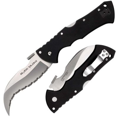 Cold Steel Black Talon II Folding Knife 4" Serrated Blade G10 Handles