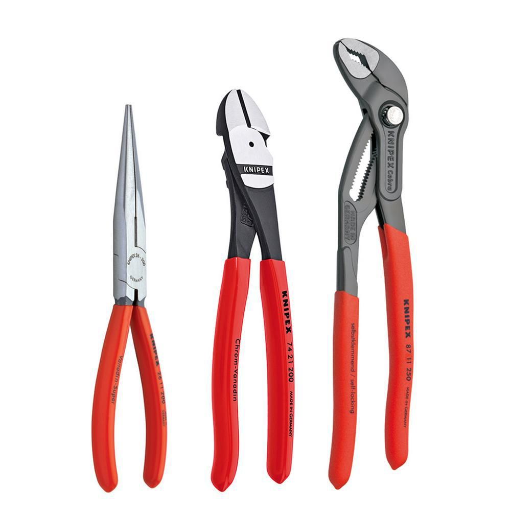 Plier Set 3pc Long Nose Diag Cut Cobra