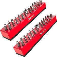 Olsa Tools Magnetic Hex Bit Organizer 1/4" Pack of 2, name: Red