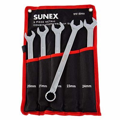Sunex 5 Piece Metric Full Polished V-Groove Combination Wrench Set 9918MA