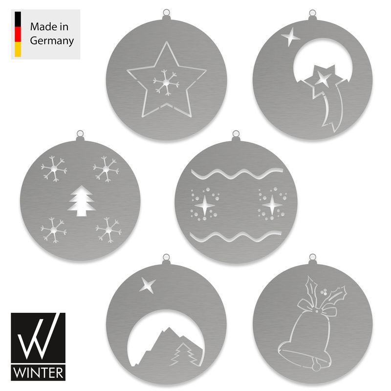 Weihnachtskugel 6er-Set zum Aufhängen, verzinkt