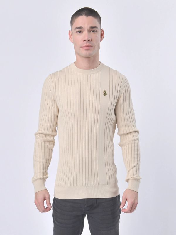 Luke 1977 Spare Rib Knitted Crew Neck Jumper - Ecru