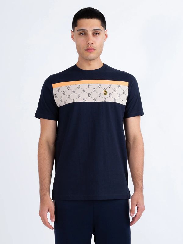 Luke 1977 Lions Den Panelled T-shirt - Dark Navy/Nectarine