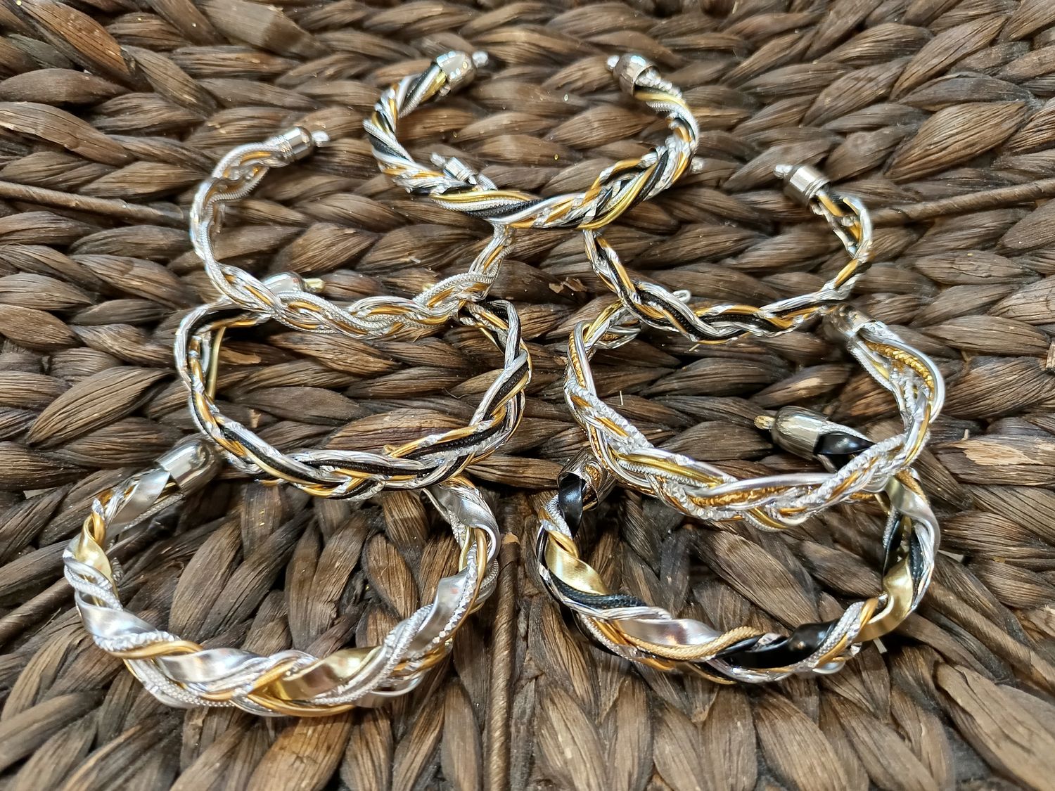 Hand made Bracelets - Silver, Gold, Black / small