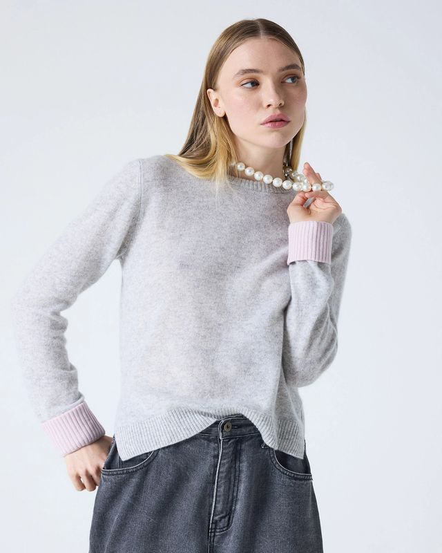 Nadia Round Neck | Light Grey Pink