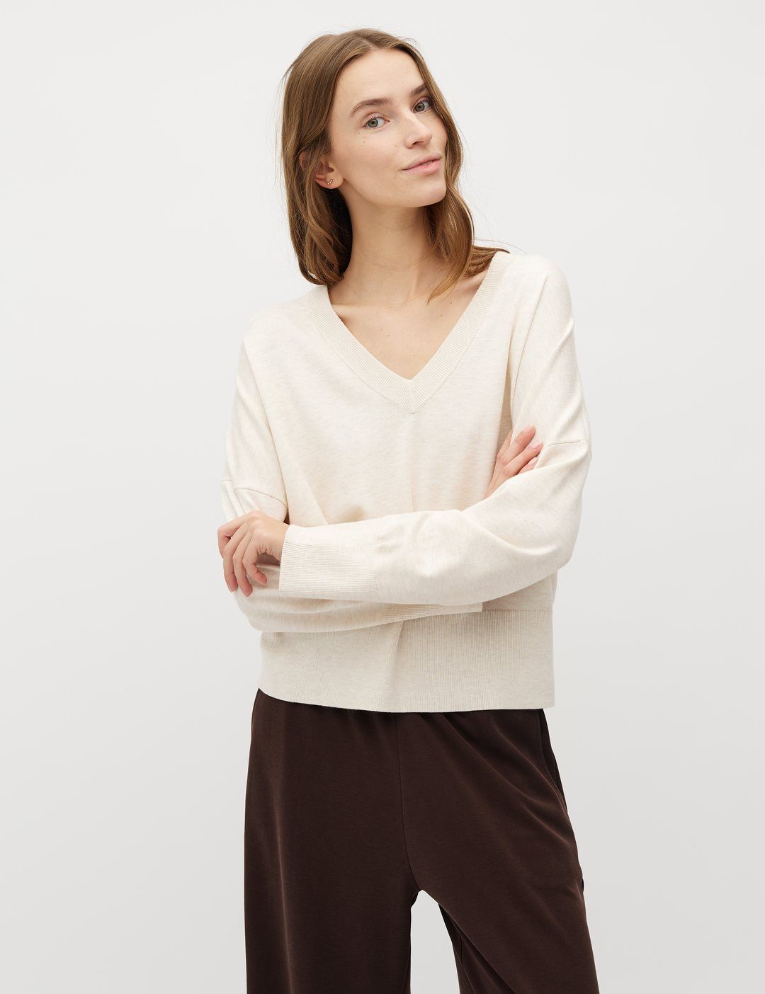 Gillian V-Knit | Sugar Melange