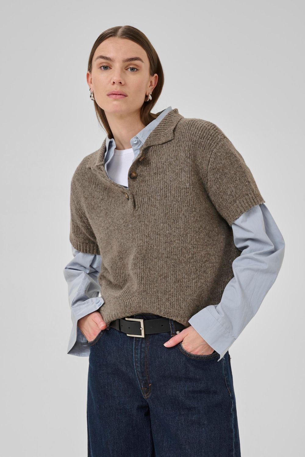 Paloma Knit Polo | Grey Melange