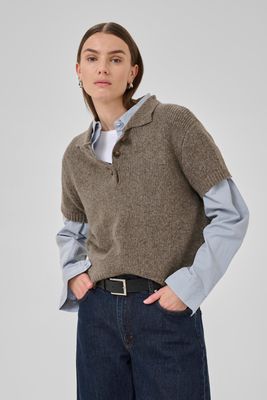 Paloma Knit Polo | Grey Melange