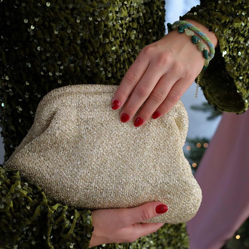 Alba Clutch | Cream Glitter
