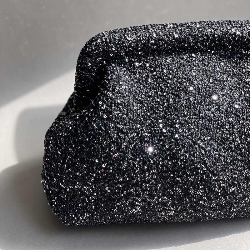 Alba Clutch | Black Glitter