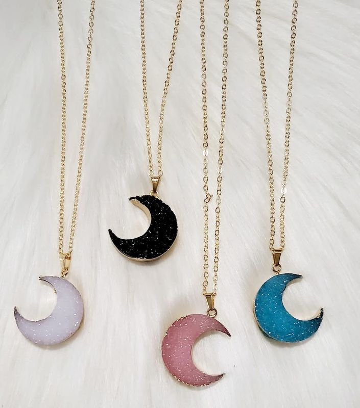 Druzy Moon Neckace