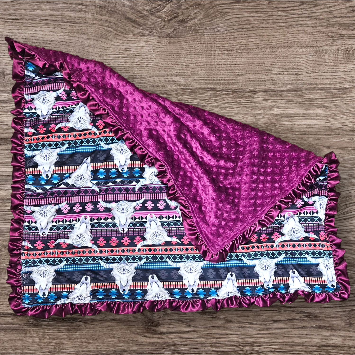 Bull Skull Aztec Baby Blanket
