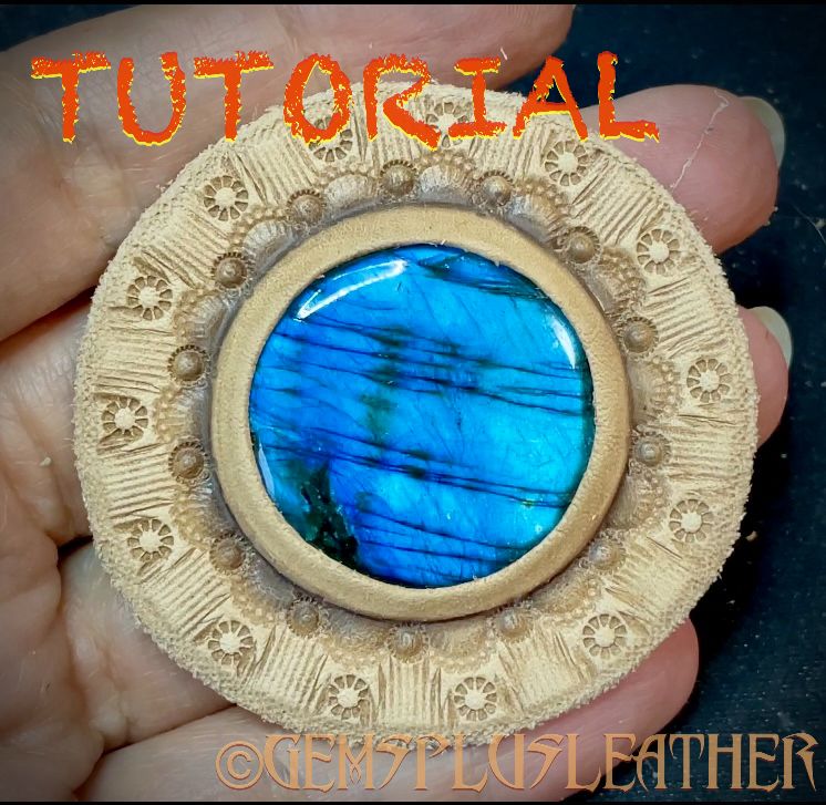 Tutorial! - Tooled leather gemstone setting video tutorial - How to set a round cabochon into leather - How to make a leather gemstone setting