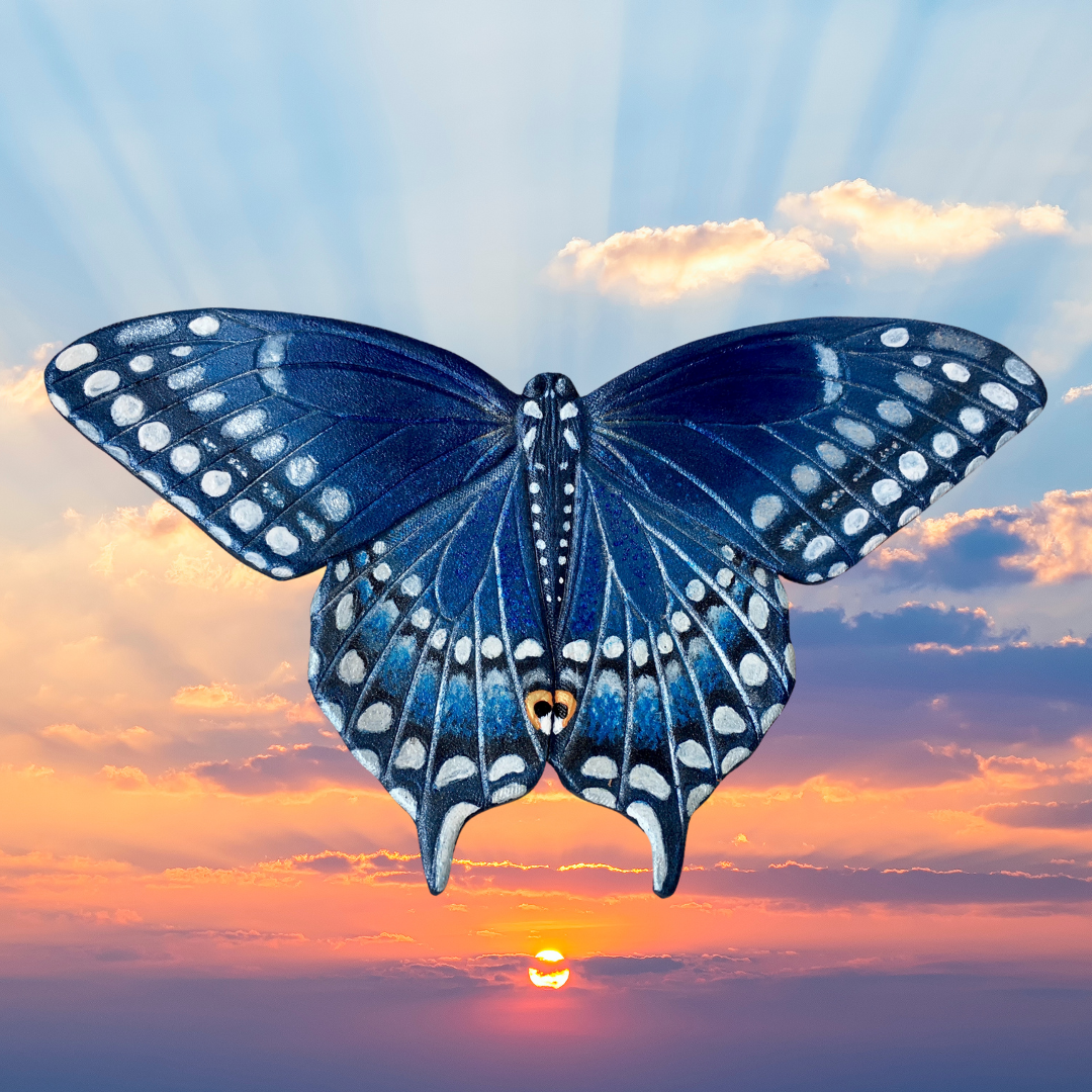 Blue swallowtail butterfly hair barrette