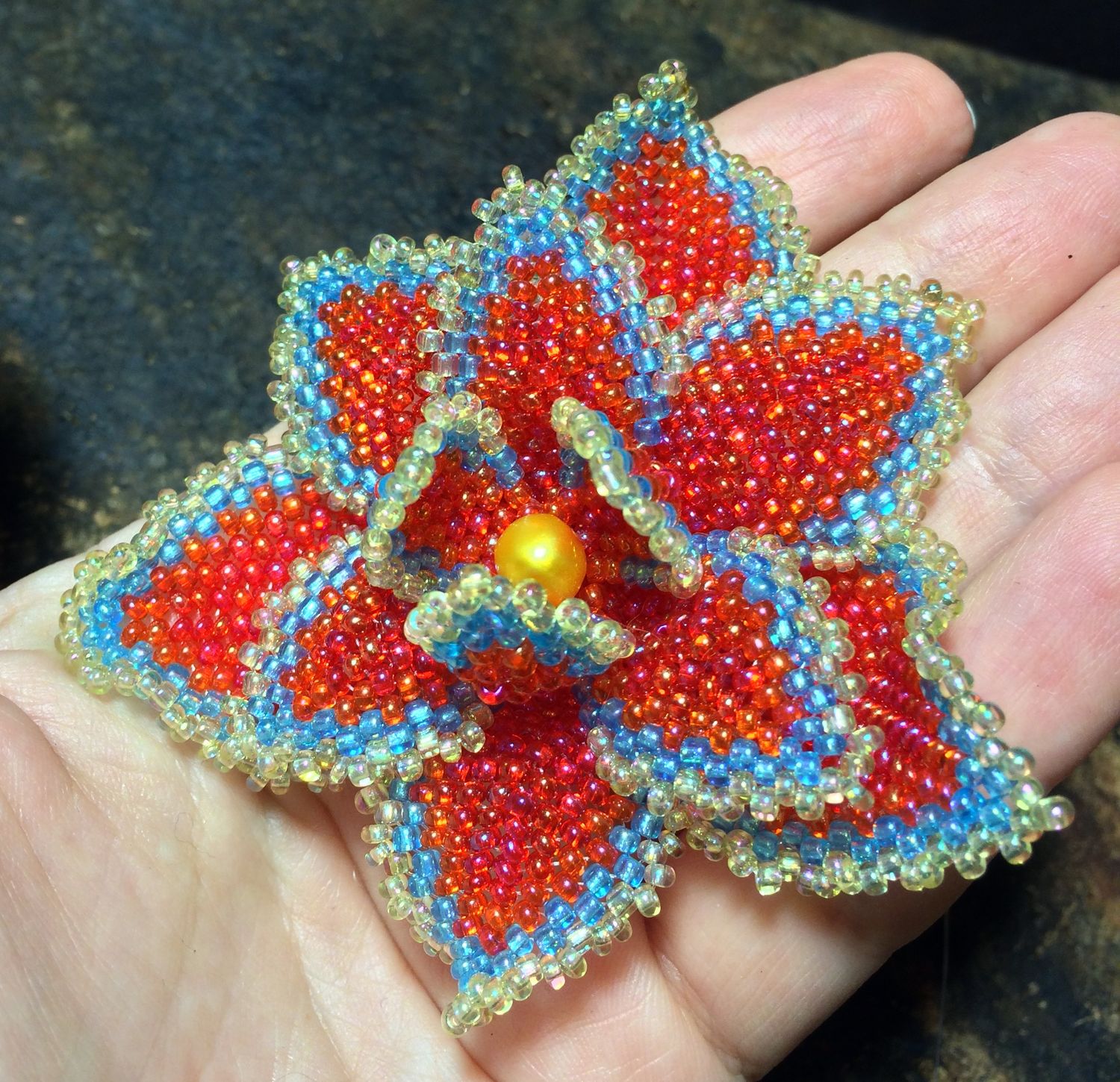 Pattern with photos for beaded fire flower