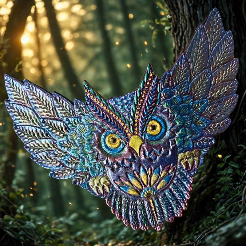 Tooled Leather Eagle Owl Hair Barrette