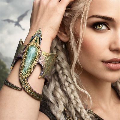 Tooled Leather Dragon Bracelet with Amazonite