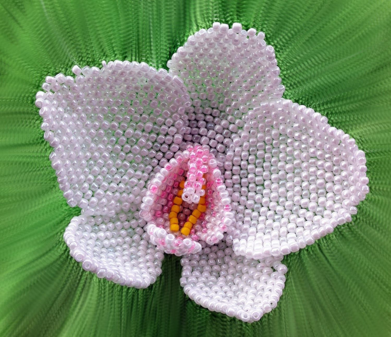 Pattern and Photo Tutorial for Beaded Peyote Orchid - Beaded Flower Photo Instructions