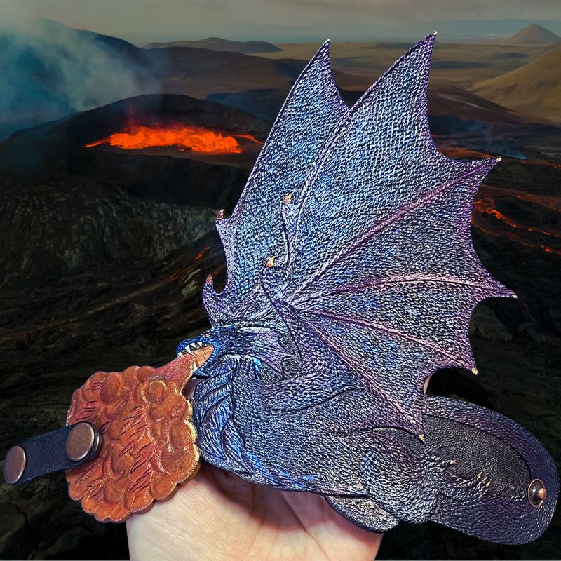 Tooled Leather Flying Dragon Cuff Bracelet