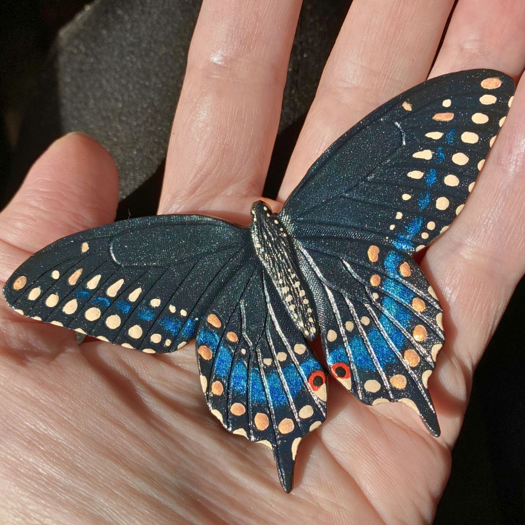 Tooled Leather Swallowtail Butterfly Hair Barrette