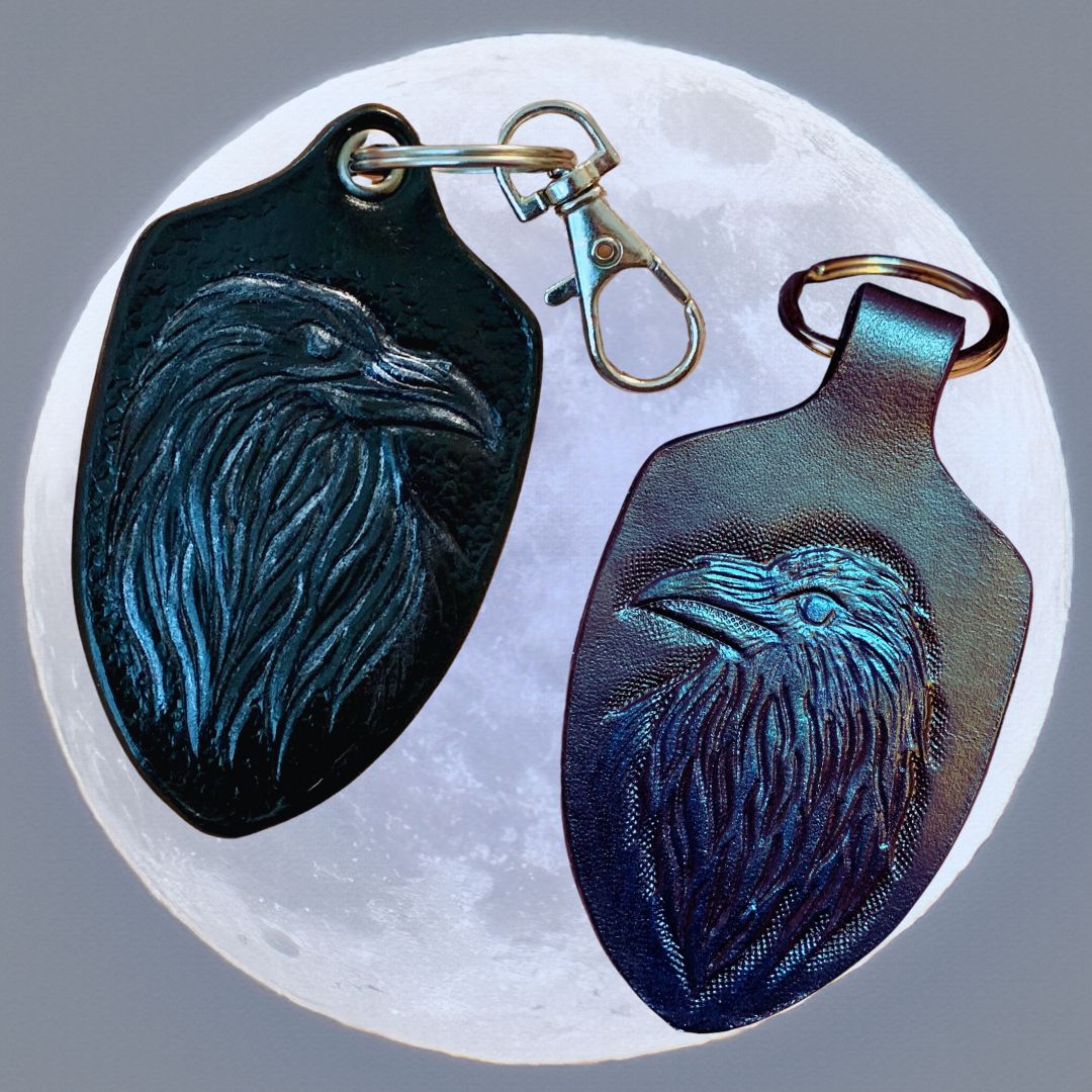 Tooled Leather Raven Key Holder