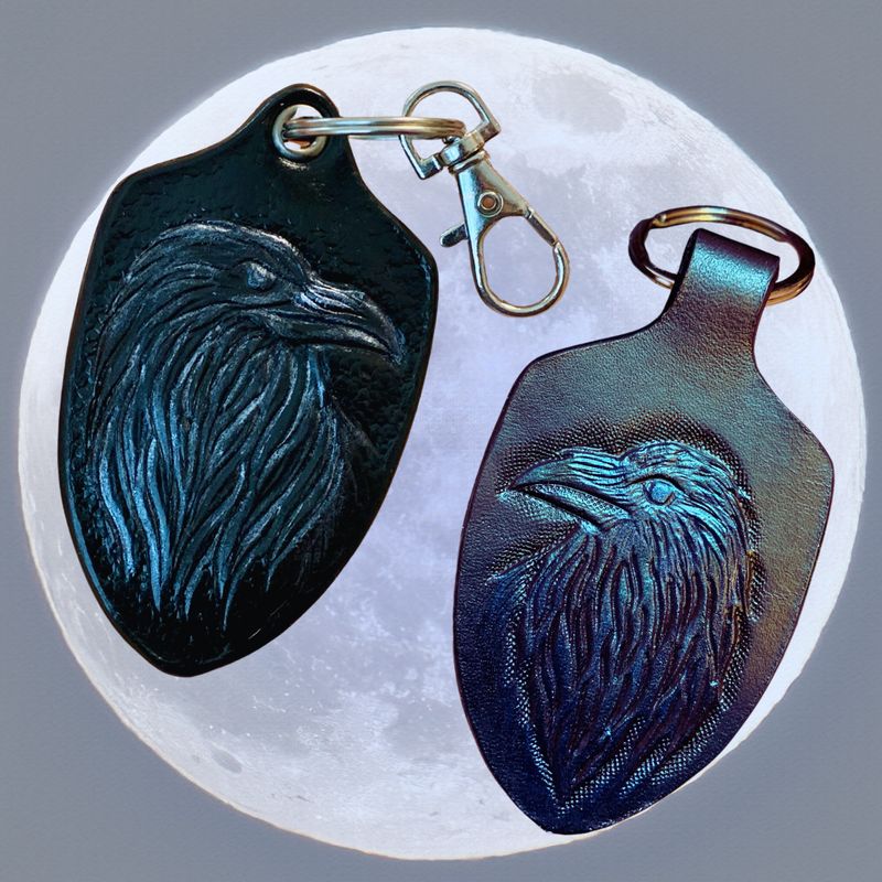 Tooled Leather Raven Key Holder