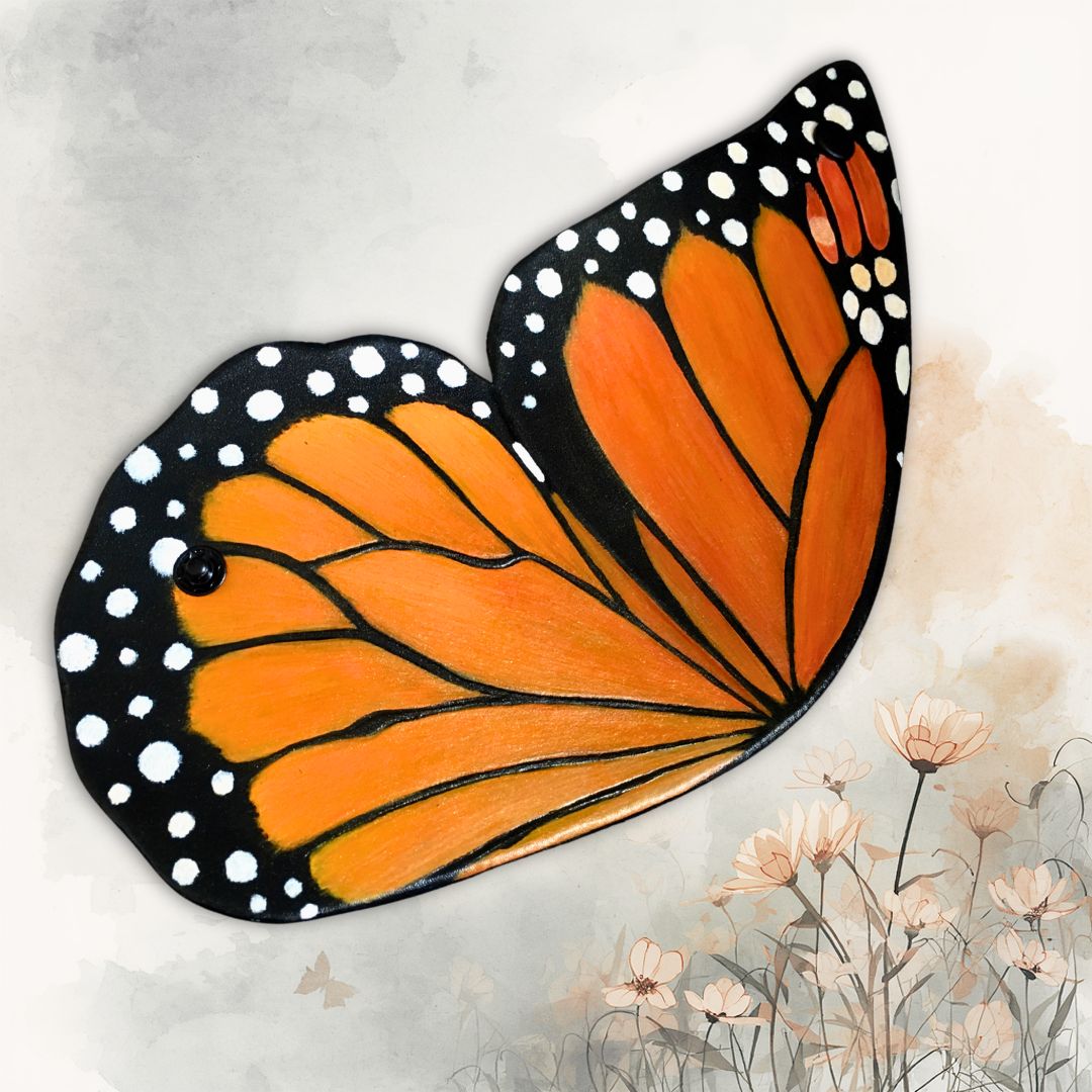 Hand Tooled Leather Monarch Butterfly Wing Bracelet