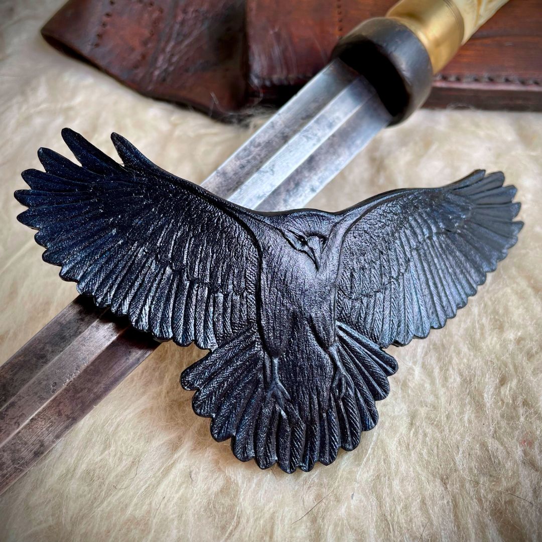 Tooled Leather Raven Hair Barrette