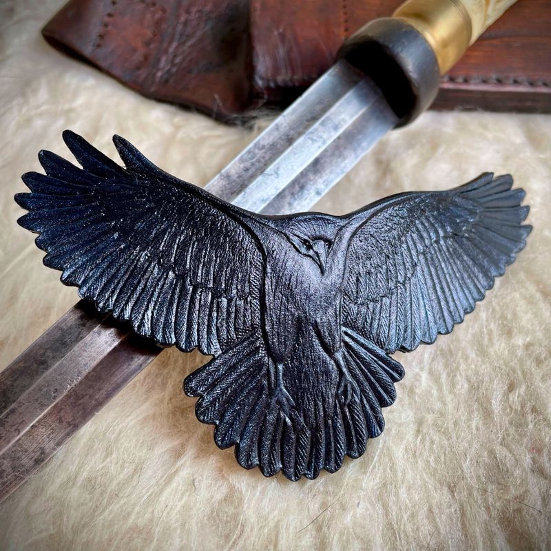 Tooled Leather Raven Hair Barrette