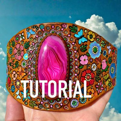 How to Paint a Floral Tooled Leather Tutorial - Floral jewelry making workshop