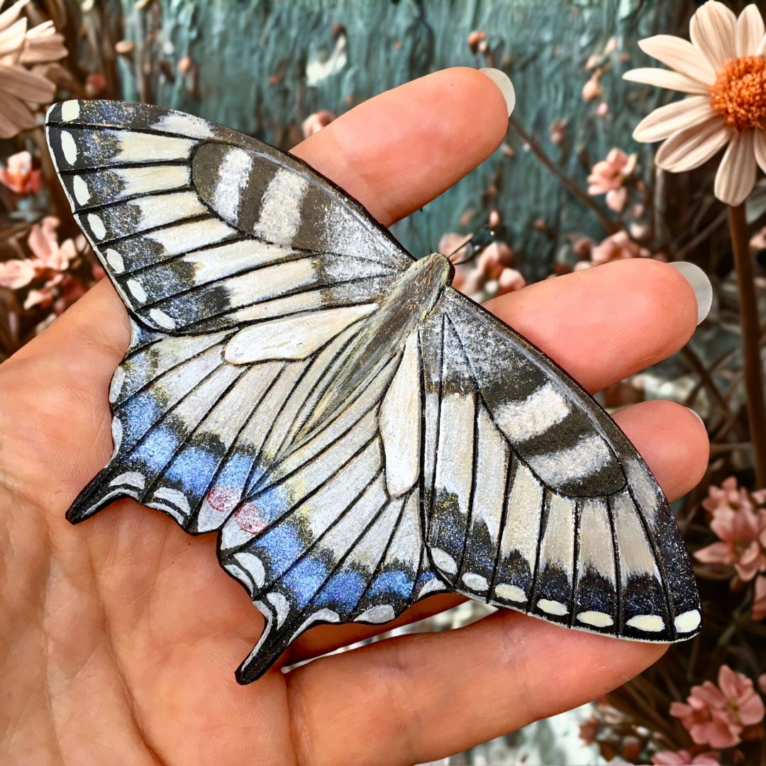Silver Swallowtail Butterfly Hair Barrette