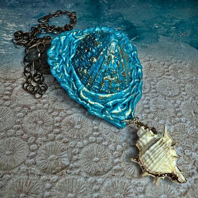 Ocean Inspired Leather Wrapped Seashell Pendant