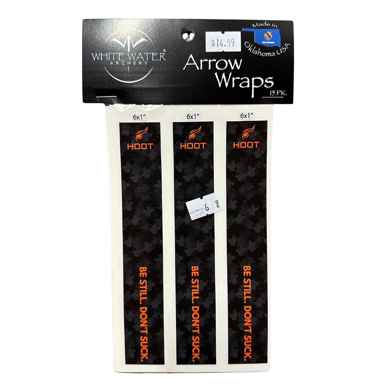 WhiteWater Arrow Wraps - HOOT, Color: Black, Size: 0.85&quot;