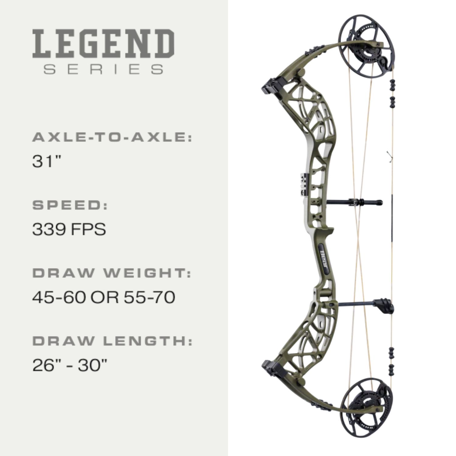 Bear Whitetail INT, Color: Olive, Orientation: Right, Poundage: 70