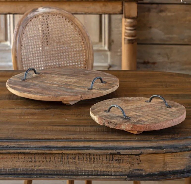 Iron and Rustic Wood Winery Tray - Large