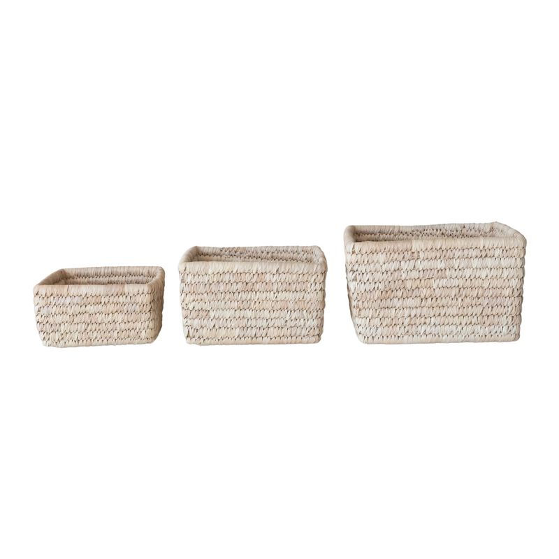 Grass &amp; Date Leaf Baskets- Set of 3