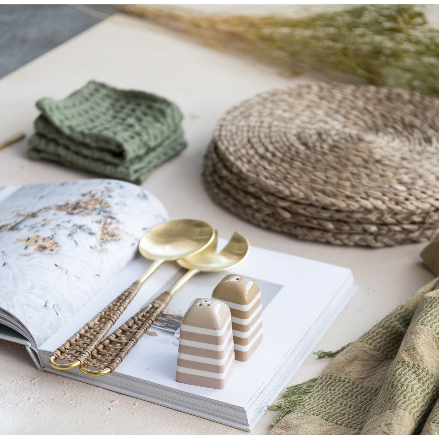 Green - Waffle Weave Dish Cloth - Set of 3