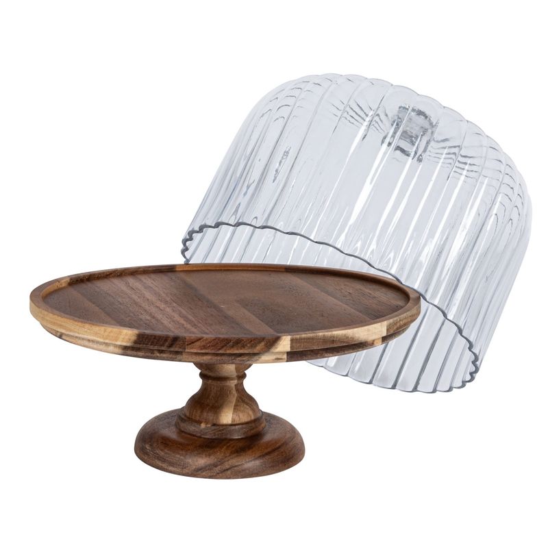 Glass Cake Stand w/ wood base