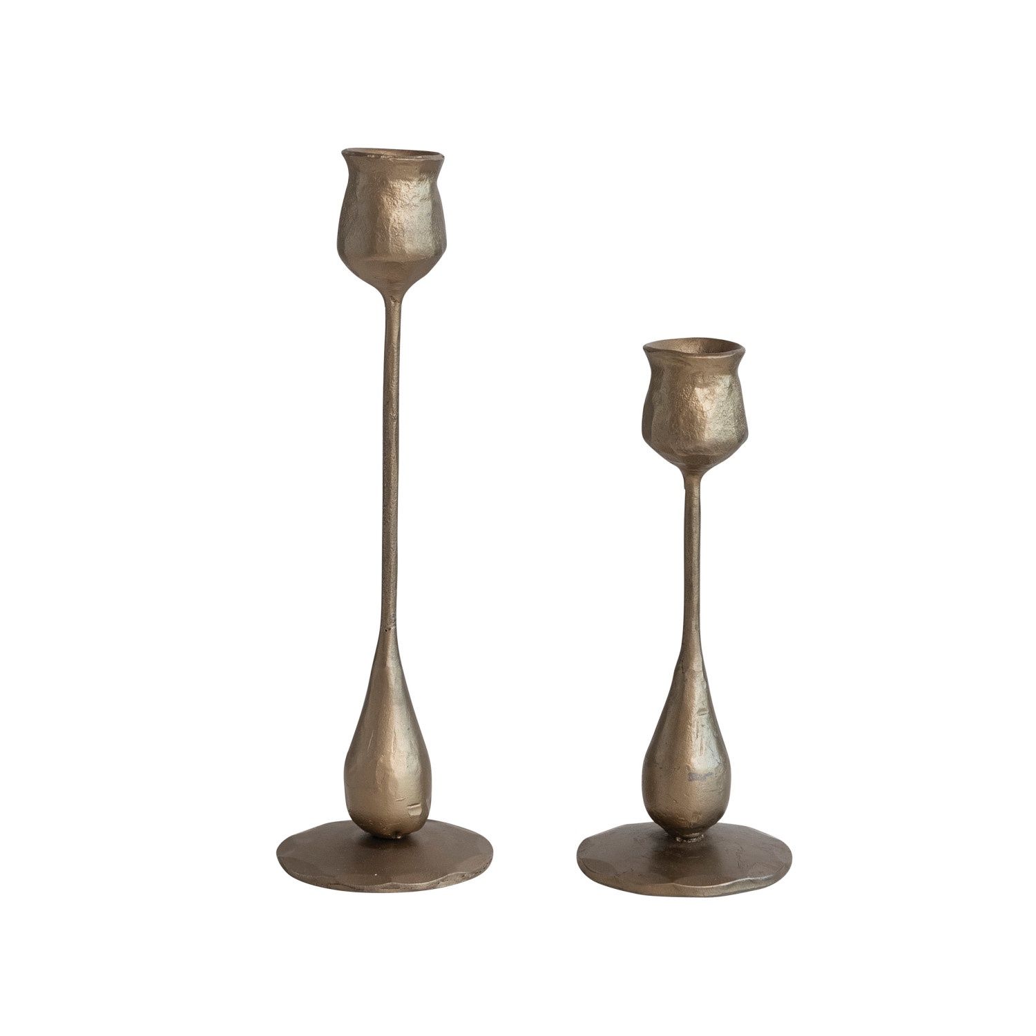 Gold Cast Iron Taper Holder-Set of 2