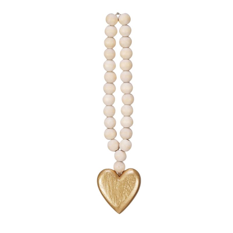 Wooden Beads Garland w/ Gold Heart