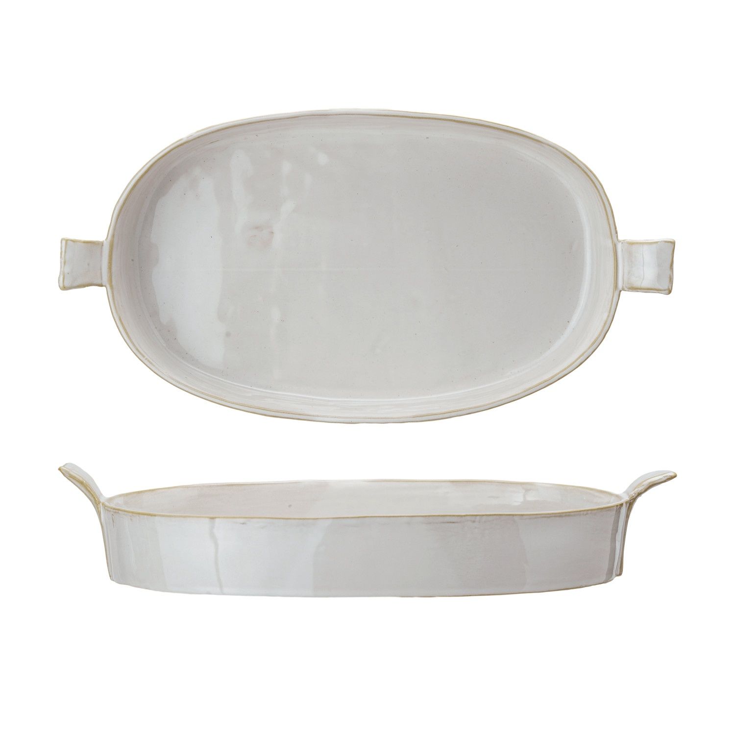 Stoneware Baker with Handles - White